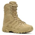 Merrell Men's Moab 3 8” Zip Tactical Waterproof Boots, Durable & Comfortable Coated Leather Combat Hiking Shoes Military, Dark Coyote, 12
