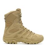 Merrell Men's Moab 3 8” Zip Tactical Waterproof Boots, Durable & Comfortable Coated Leather Combat Hiking Shoes Military, Dark Coyote, 12