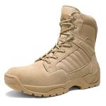 NORTIV 8 Men's Side Zipper Military Tactical Work Boots Leather Motorcycle Combat Boots 6 inches,Size 10.5,Sand,DESERT