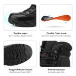 NORTIV 8 Men's Military Tactical Work Boots Side Zipper Leather Motorcycle Combat Boots Trooper(6-8 Inches),Size 9,Black-8 Inches