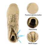 NORTIV 8 Mens Military Tactical Work Boots Hiking Side Zip Leather Outdoor Motorcycle Combat Boots Response,Size 10.5,Sand
