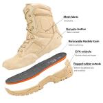 NORTIV 8 Mens Military Tactical Work Boots Hiking Side Zip Leather Outdoor Motorcycle Combat Boots Response,Size 10.5,Sand