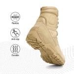 NORTIV 8 Mens Military Tactical Work Boots Hiking Side Zip Leather Outdoor Motorcycle Combat Boots Response,Size 10.5,Sand
