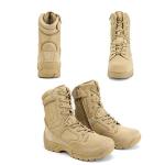 NORTIV 8 Mens Military Tactical Work Boots Hiking Side Zip Leather Outdoor Motorcycle Combat Boots Response,Size 10.5,Sand