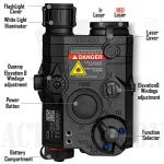 ACTIONUNION Airsoft PEQ-15 IR Laser + Visible Red Laser + White LED Flashlight (Black)