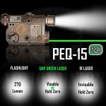 ACTIONUNION Airsoft PEQ-15 Pro IR Laser + UHP Visible Green Laser + White LED Flashlight (Tan)