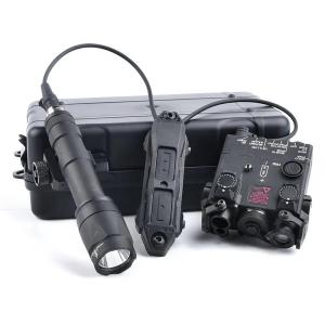 PEQ-15/DABL-A2/NAGL Red/Green Laser Dot IR Indicator Sight with M300A/M600C Flashlight & Dual Control Pressure Button Switch,604 Lumen White LED Scout Lights Torch