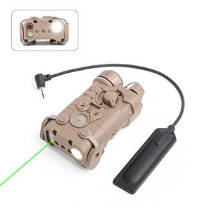Airsoft Aiming Laser,Upgrade PEQ Box with IR Laser + Green Laser Sight + Strobe/Steady White LED Flashlight, Suitable for 20mm Picatinny Rail AEG GBB CQB (Tan)
