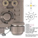 Airsoft Aiming Laser,Upgrade PEQ Box with IR Laser + Green Laser Sight + Strobe/Steady White LED Flashlight, Suitable for 20mm Picatinny Rail AEG GBB CQB (Tan)