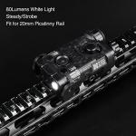 NOBUHIRO Tactical Airsoft Laser ONLY with Steady + Strobe White LED Flashlight 2 Modes, Upgrade PEQ Box with Remote Pressure Switch, Fit for AEG GBB CQB 20mm Picatinny Rail