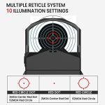 VOTATU PMD504-R Multiple Reticle Red Dot Sight Compatible with RMR Footprint and Picatinny Mount - Shake Awake 1x24mm Micro Reflex Sight 2 MOA Dot 62 MOA Circle Optic, Black