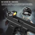 VOTATU PMD504-R Multiple Reticle Red Dot Sight Compatible with RMR Footprint and Picatinny Mount - Shake Awake 1x24mm Micro Reflex Sight 2 MOA Dot 62 MOA Circle Optic, Black