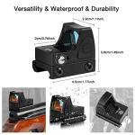 RMR Red Dot Sight, Tactical 20mm Red Dot Sight 3 MOA Pistol Scope Adjustable Brightness with Glock Mount, Reflex Sight Pistol Scope Red Dot Scope Shockproof