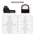 Foxarmy FXA10 Micro Red Dot Sight for RMR/SRO Footprint - 3MOA Shake Awake Reflex Pistol Sight for Full-Size Handguns