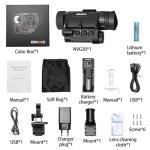 BINOCK NVG30 Helmet Night Vision Monoculars, PVS-14 Long Range Infrared Digital Goggles with 4 Color Modes 1-4X Magnification, Day&Night Use NVG WiFi for Camping Surveillance