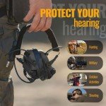 EARMOR M32 PLUS Tactical Headset for Helmet - Noise Canceling Headphones with mic for Shooting & Hunting Earmuffs, Nato TP120 Jacket Black