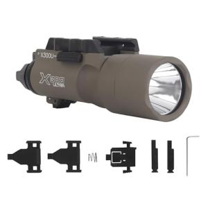 Zhongren X300-A Universal LED Tactical Flashlight 800-Lumen with Replaceable Slot Mount for Pistol and WeaponLight or Helmet ARC Rail (Tan)