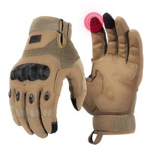 KEMIMOTO Tactical Gloves for Men, Touchscreen Motorcycle Gloves with Hard Shell & Palm Padding for Sports Motorcycle Cycling Tactical Airsoft Paintball Hunting Hiking Camping Climbing (Brown,Large)