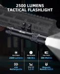 EZshoot 2500 Lumens Rifle Light Compatible with M-Rail, Rechargeable Ar Light with Magnetic Remote Pressure Switch, Tactical Rifle Flashlight with Strobe Mode for Home Defence and Hunting