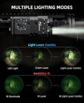 EZshoot 1600 Lumens Rifle Flashlight/IR Illuminator with Green/IR Laser 4-in-1 Combo Magnetic Rechargeable, Tactical Flashlight for Rifle with Remote Switch, Compatible with Picatinny and M-Rail