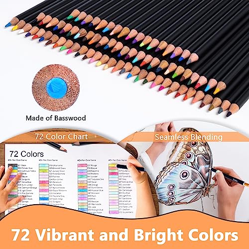 72-Color Soft Core Colored Pencils Set for Artists