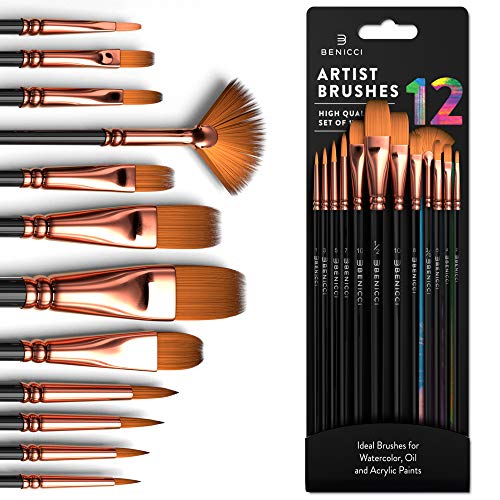 12-Piece Professional Paint Brush Set - Ideal for All Painting Styles