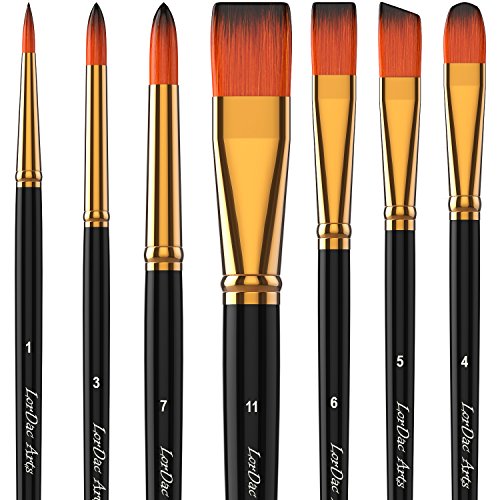 LorDac Arts Brush Set: 7 Artist Brushes for Multiple Mediums
