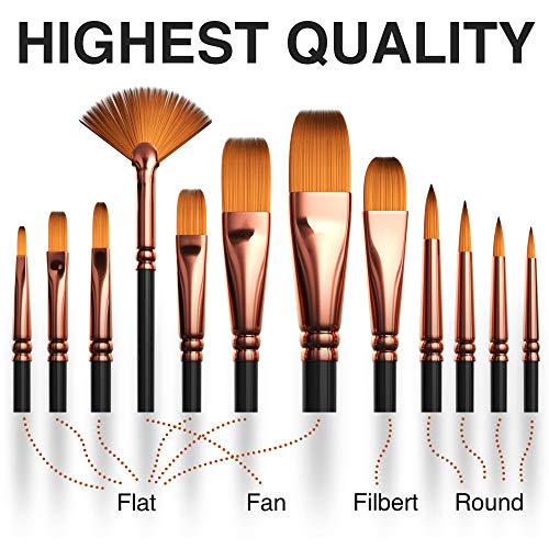 12-Piece Professional Paint Brush Set - Ideal for All Painting Styles