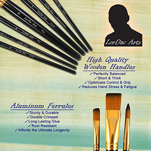 LorDac Arts Brush Set: 7 Artist Brushes for Multiple Mediums