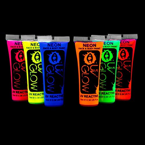 Blacklight Neon Fluorescent Face & Body Paint - Pack of 6