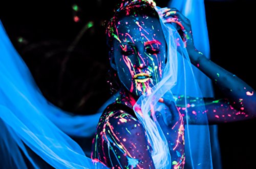 Neon Black Light Face and Body Paint - Set of 8 Bottles