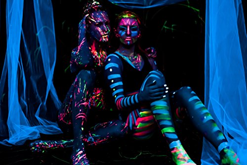 Neon Black Light Face and Body Paint - Set of 8 Bottles