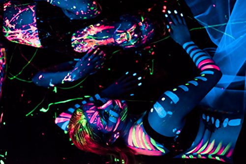 Neon Black Light Face and Body Paint - Set of 8 Bottles