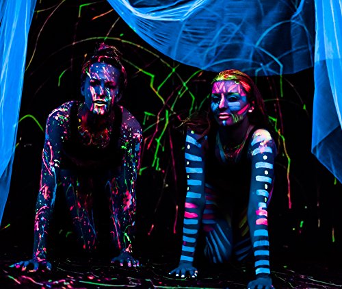 Neon Black Light Face and Body Paint - Set of 8 Bottles