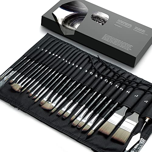 Artify 24pc Expert Brush Set for Acrylic, Oil, Watercolor