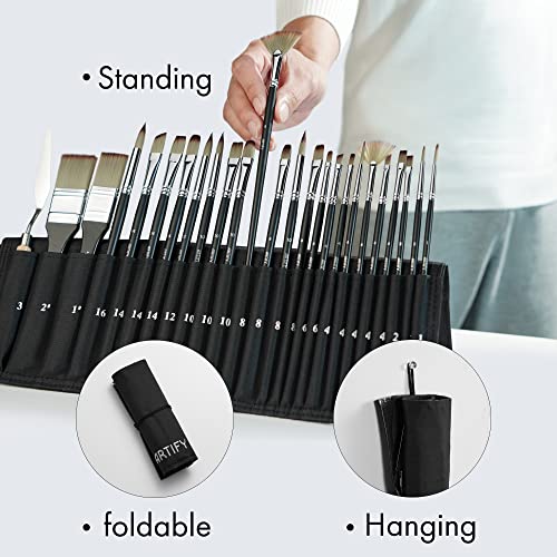 Artify 24pc Expert Brush Set for Acrylic, Oil, Watercolor