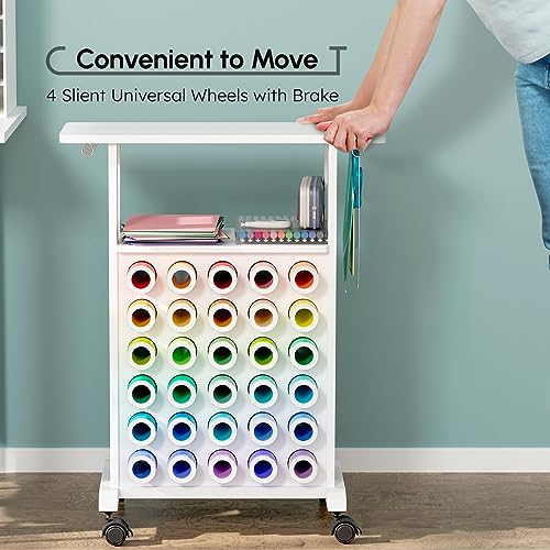 Compact Rolling Craft Storage Cart with Vinyl Roll Holders