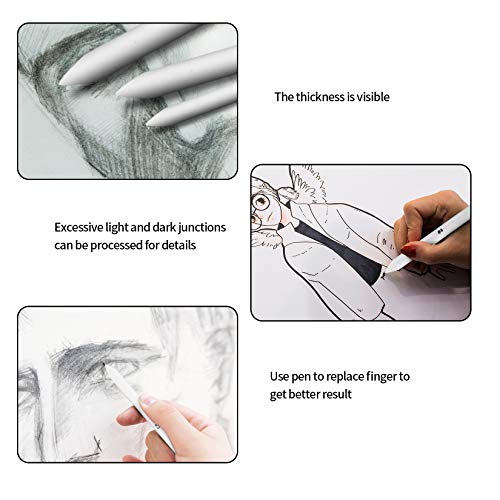 JmhNewhope 16 Pcs Blending Stumps and Tortillions Set, Paper Blending Stump Set, Paper Art Blenders Sketch Drawing Tools for Student Sketch Drawing Smudging Smoothing Charcoal Graphite Colored Pencil