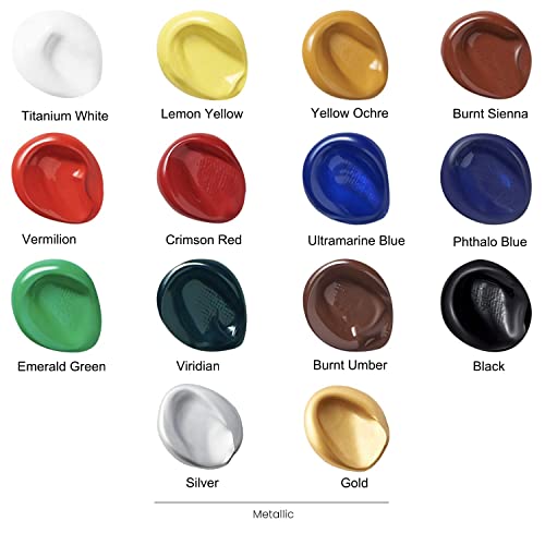 14 Color Acrylic Paint Set with Metallics