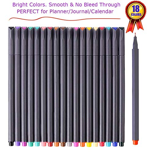 18-Color Fine Tip Journaling Pens for Art & Office