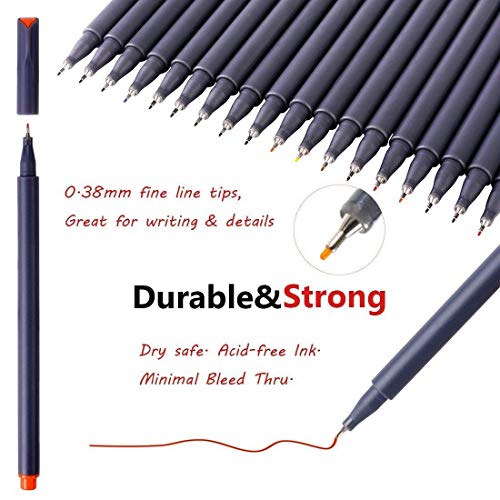 18-Color Fine Tip Journaling Pens for Art & Office
