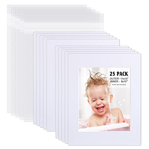 25 Pack of White Pre-Cut Mat Boards