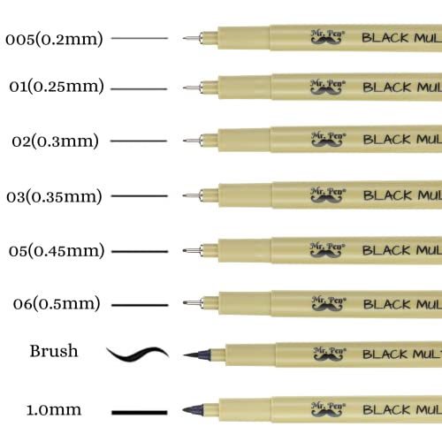 Mr. Pen Multiliner, Schwarz, 8 Stück