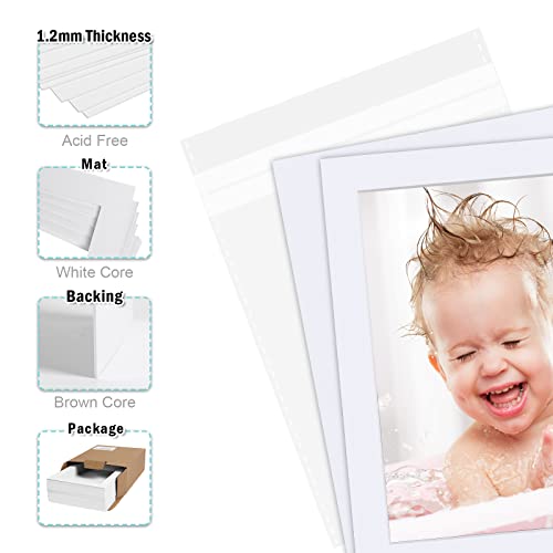 25 Pack of White Pre-Cut Mat Boards