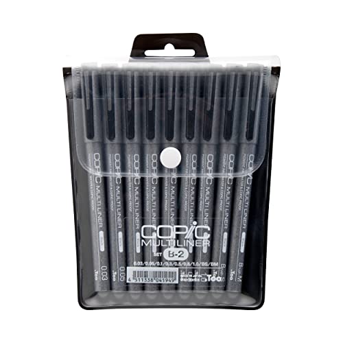 Copic Markers 9-Piece Multiliner Pen Set, Black