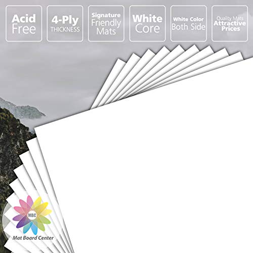 16x20 Uncut White Color Mat Board Center