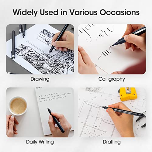 TWOHANDS Micro Pigment Pens, Art Fineliner Ink Technical Drawing Pen, Fine Point, Black, Waterproof, for Watercolor, Sketching, Anime, Manga, Scrapbooking 20413, Set of 12