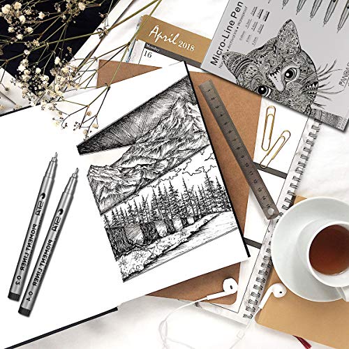 PANDAFLY Black Micro-Pen Fineliner Ink Pens