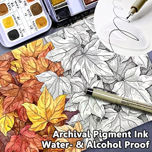 Black Micro Fineliner Drawing Pens: 12 Piece Set