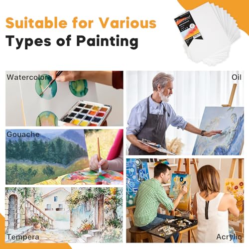 CONDA Canvas Board 8x10 inch 12 Pack Artist Panels